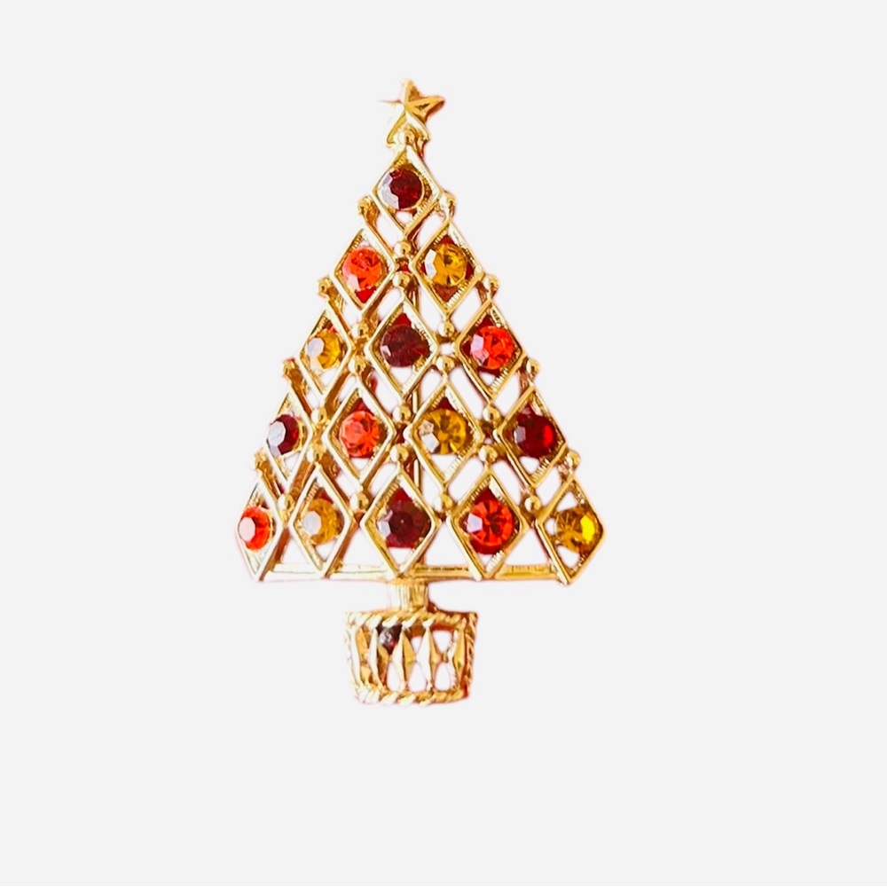 Gorgeous Vintage HEDY Open Diamond Deco Design Christmas Tree Pin